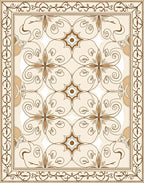 Ornate Swirls Floral Cream Pattern Rug