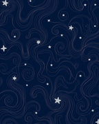 Whimsical Star Swirl Navy Design Rug