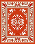 Vintage Floral Medallion Red Cream Rug