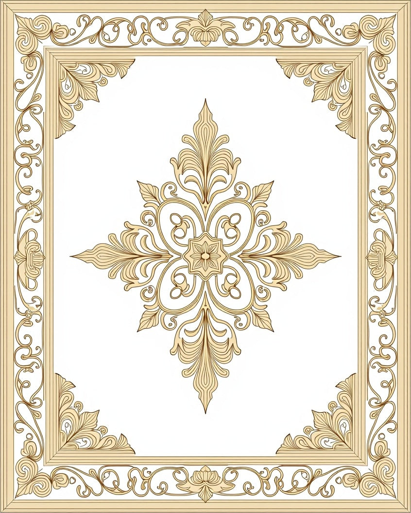 Elegant Cream Floral Decorative Pattern Rug