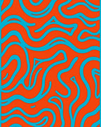 Abstract Wavy Blue Orange Pattern Rug