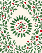 Green Leaf Berry Botanical Pattern Rug