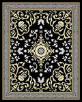 Intricate Black Cream Floral Medallion Rug