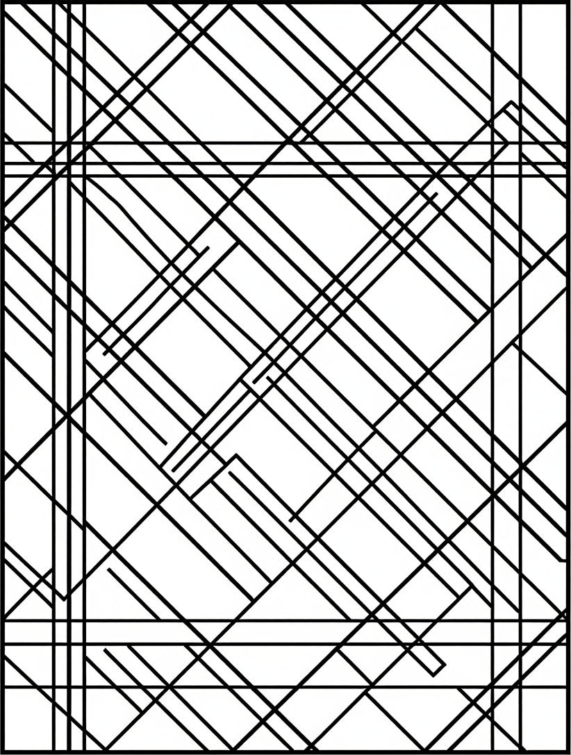Black And White Geometric Lines Rug