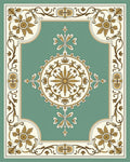 Gold Floral Medallion Green Heritage Rug