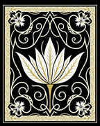 Ornate Gilded Floral Scrollwork Design Rug