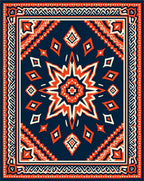 Bold 3-Color Starburst Geometric Rug