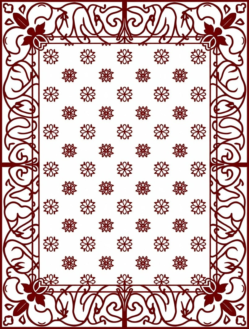 Elegant Floral Lattice Border Rug
