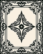 Ornate Black Cream Floral Medallion Rug