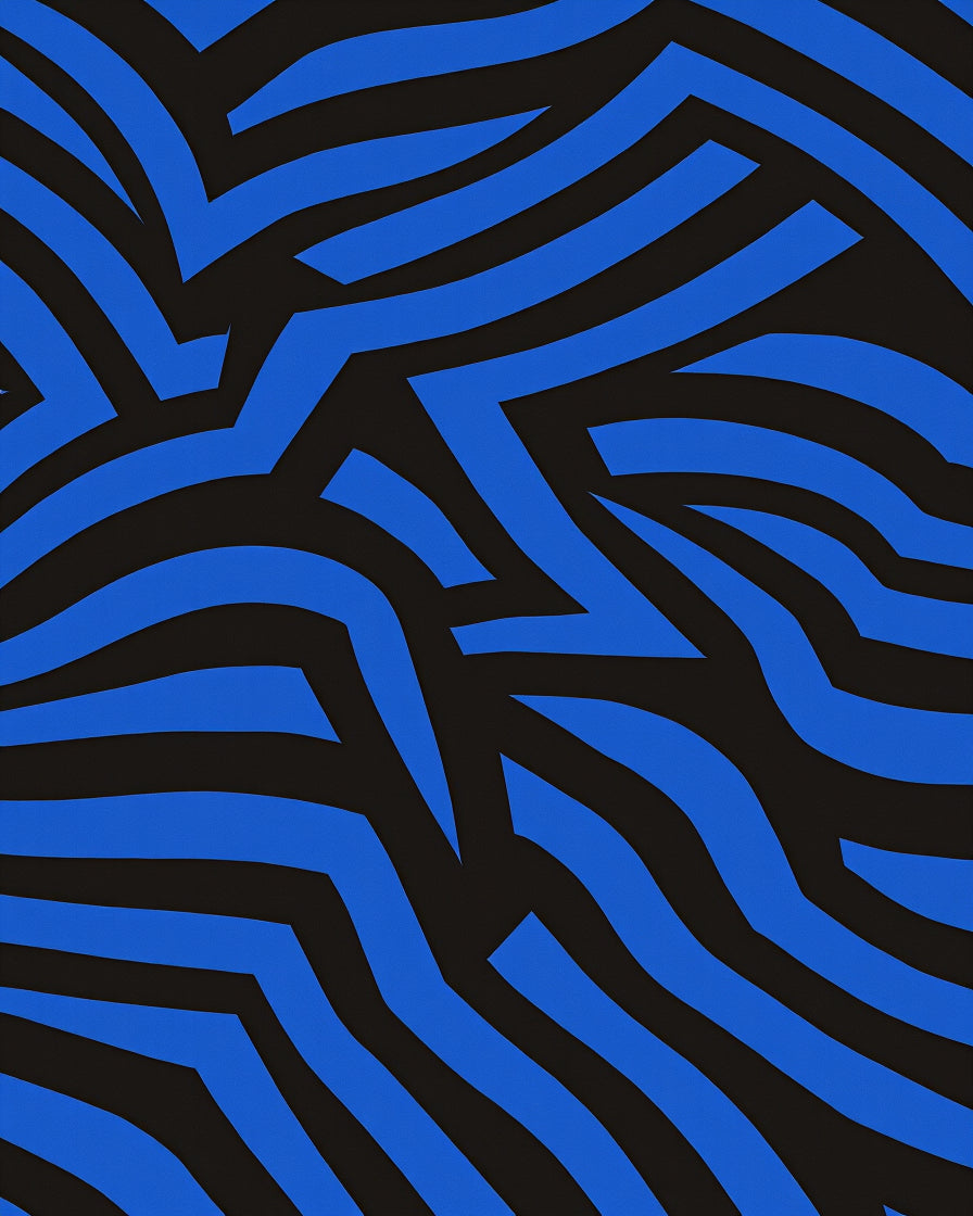 Bold Blue Jagged Stripe Design Rug