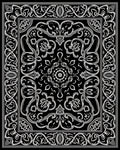 Elegant Black White Floral Patterned Rug