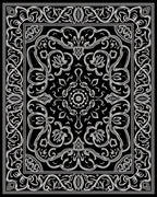 Elegant Black White Floral Patterned Rug