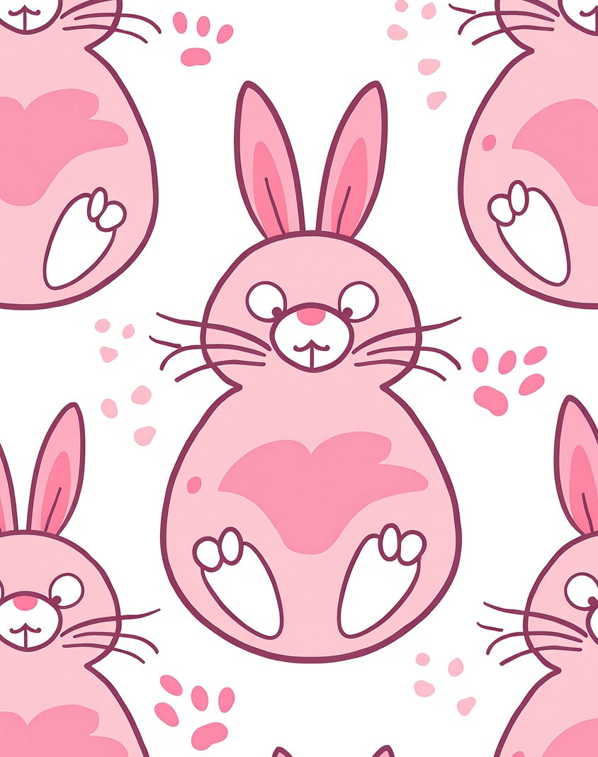 Sweet Pink Bunny Pattern Rug