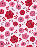 Bold Red Pink Flower Pattern Rug
