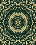 Intricate Golden Sunburst Mandala Design Rug
