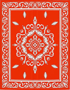 Bold Orange White Floral Scroll Pattern Rug