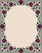 Ornate Floral Swirls Border Rug