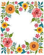 Colorful Floral Border Pattern Rug