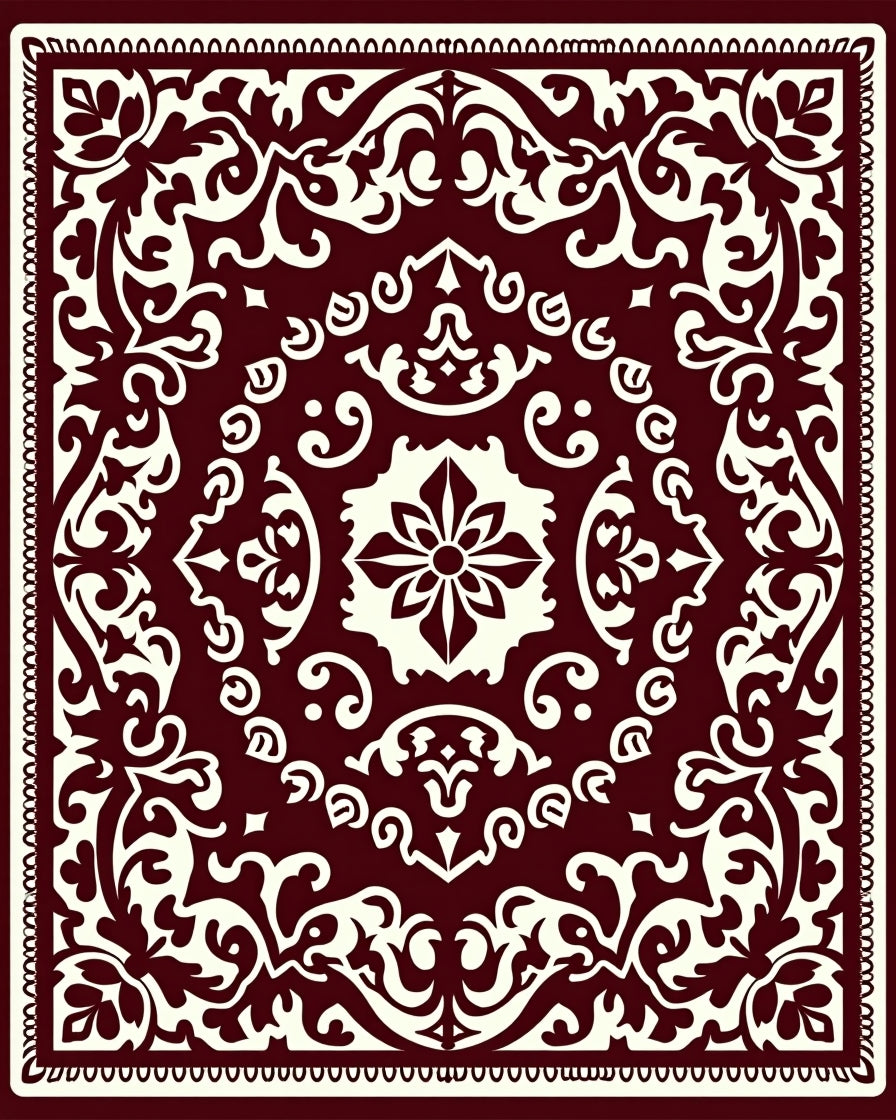Ornate Swirls Floral Design Rug