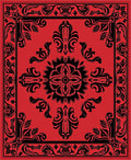 Ornate Floral Black Red Rug