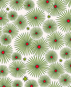 Green Sunburst Pattern With Red Centers Rug