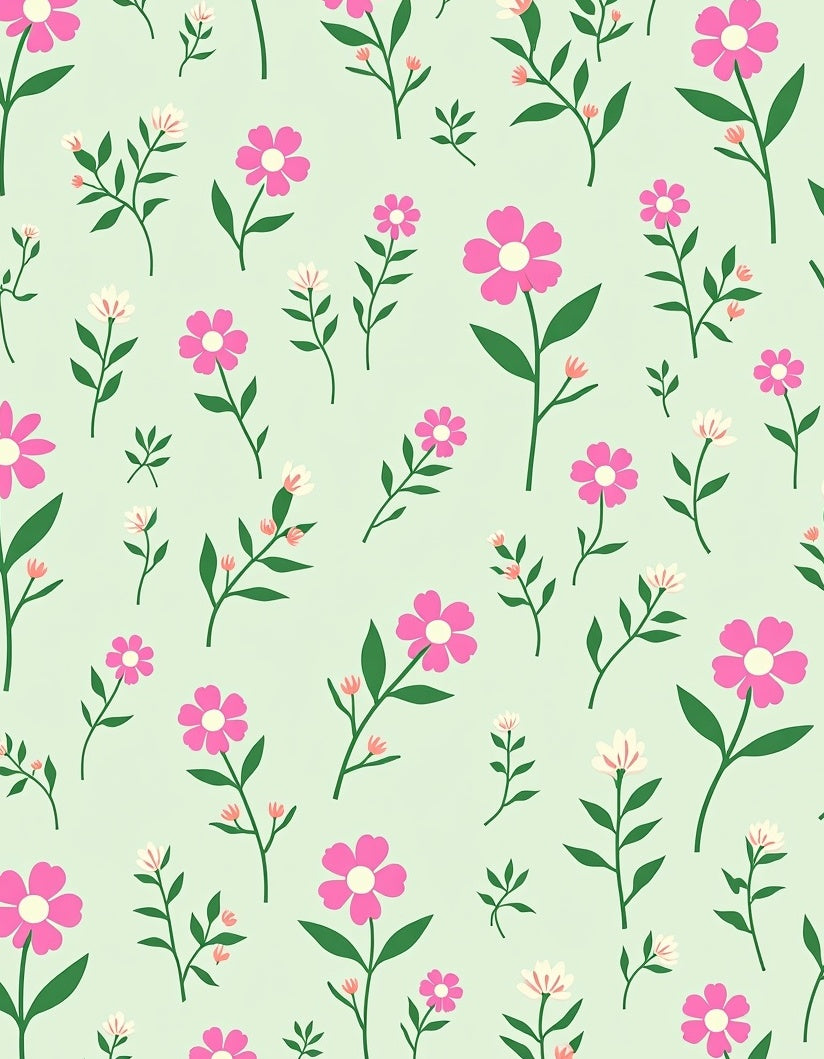 Pink Delicate Floral Pattern Rug