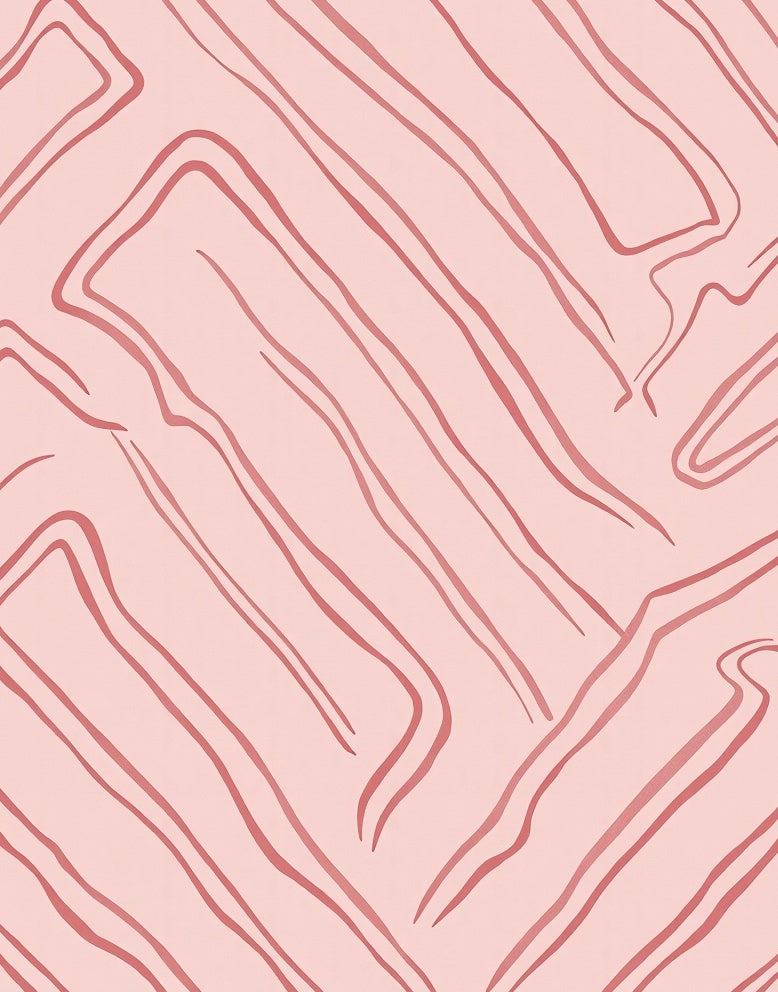 Soft Pink Abstract Wavy Lines Rug