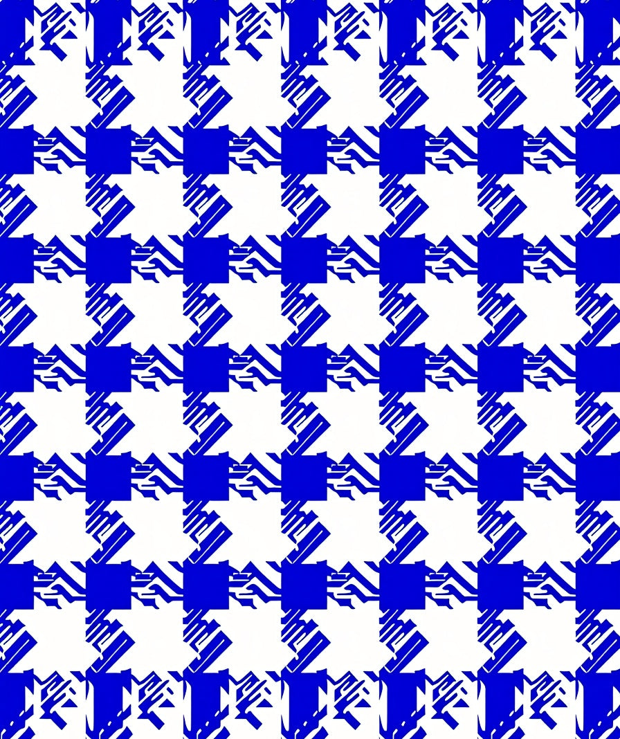Classic Blue White Houndstooth Design Rug