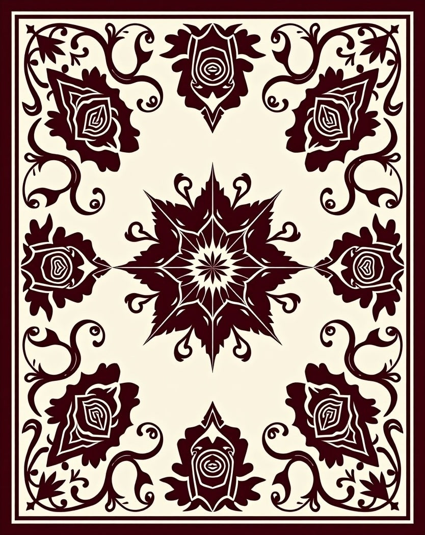 Floral Starburst Silhouette Design Rug