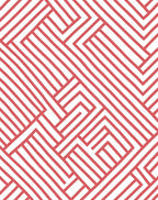 Coral And White Interlocking Geometric Pattern Rug