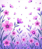 Whimsical Pink Purple Floral Garden Rug