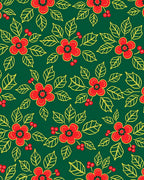 Red Holly Floral Graphic Design Rug