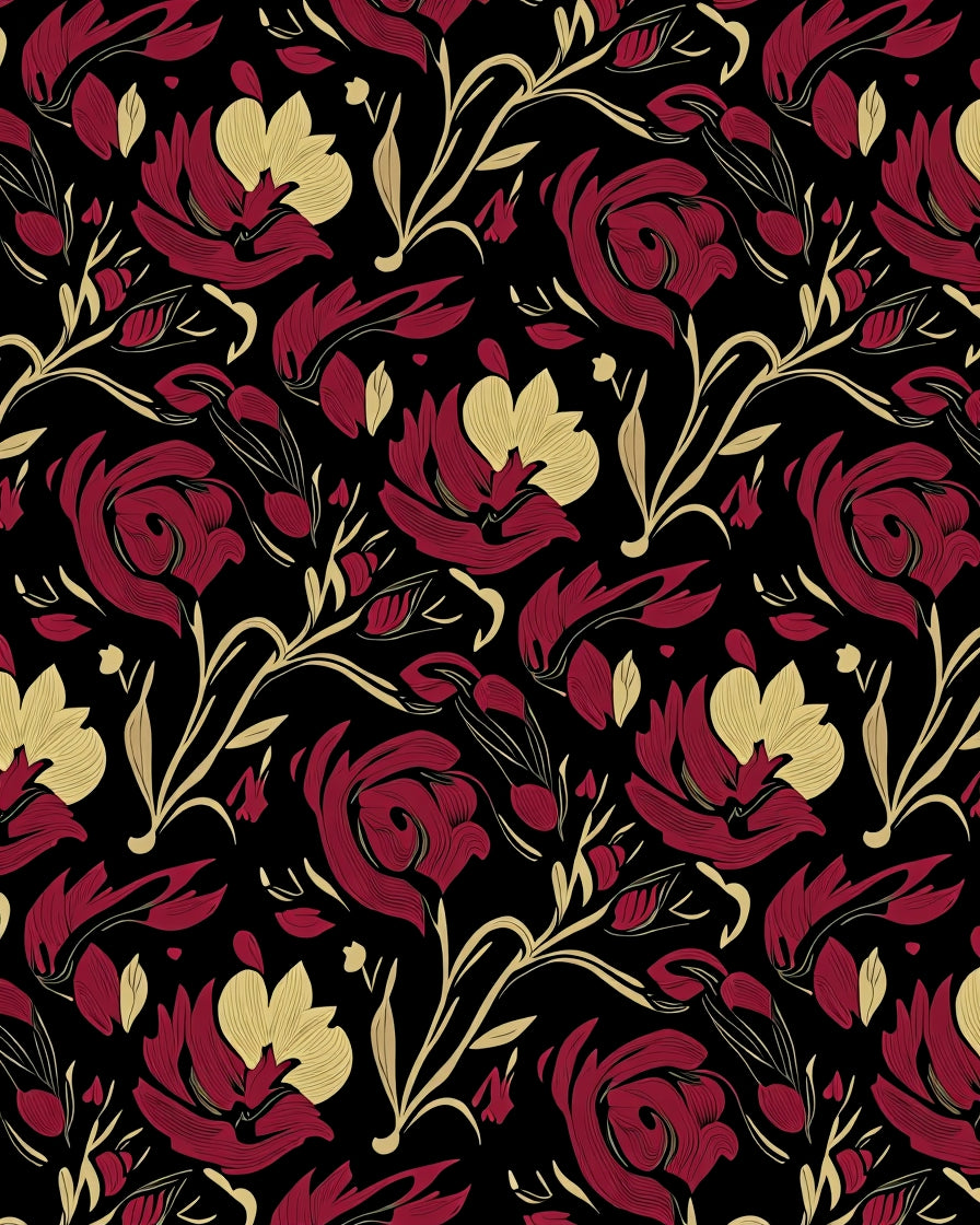 Dark Floral Vine Pattern Rug