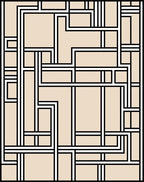 Abstract Geometric Cream Black Lines Rug
