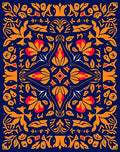 Vibrant Floral Symmetry Design Rug