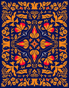 Vibrant Floral Symmetry Design Rug