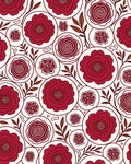 Bold Red Floral Circle Pattern Rug