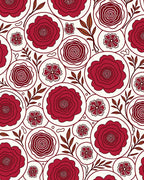 Bold Red Floral Circle Pattern Rug