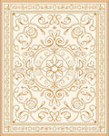Elegant Floral Scrollwork Cream Gold Design Rug