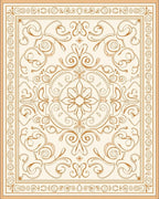Elegant Floral Scrollwork Cream Gold Design Rug