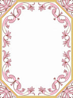Ornate Pink Gold Floral Design Rug
