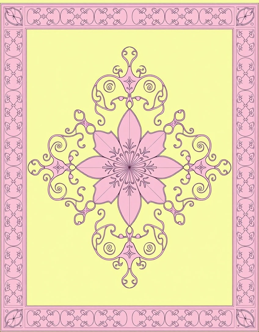 Pink Floral Swirl Pattern Art Rug