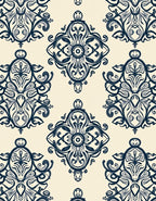 Damask Floral Symmetry Pattern Rug