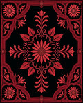Ornate Red Floral Scrollwork Pattern Rug