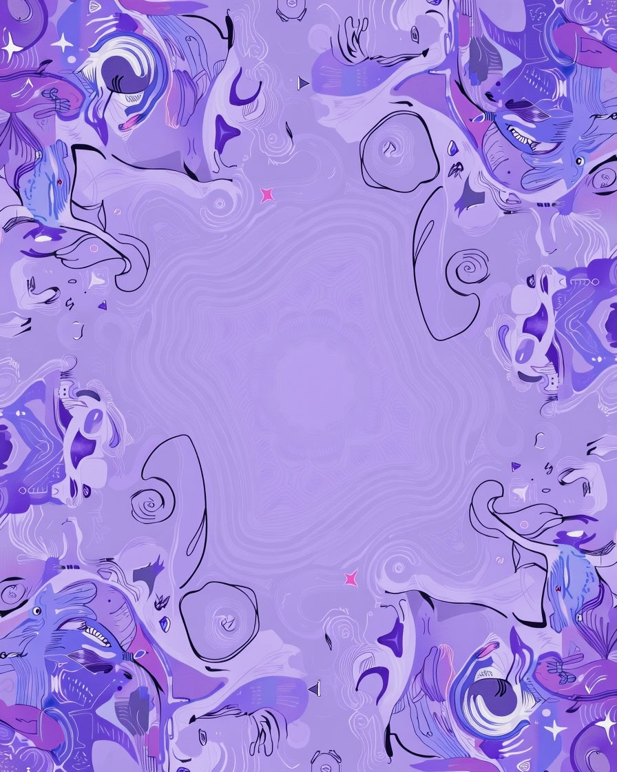 Ornate Abstract Violet Whimsical Design Rug