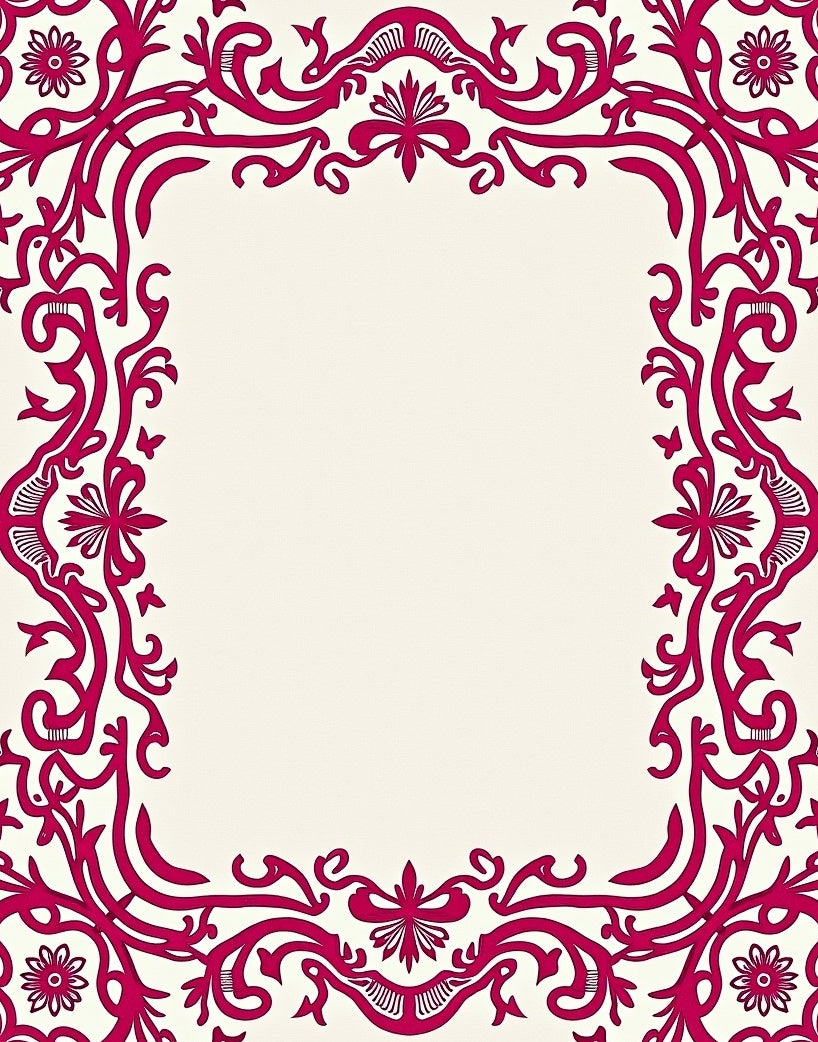 Ornate Floral Frame Design Rug