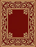 Elegant Red Gold Floral Border Rug