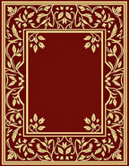 Elegant Red Gold Floral Border Rug