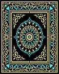 Intricate Mandala Pattern Teal Gold Rug
