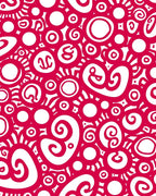 Crimson Swirls Circular Collage Rug